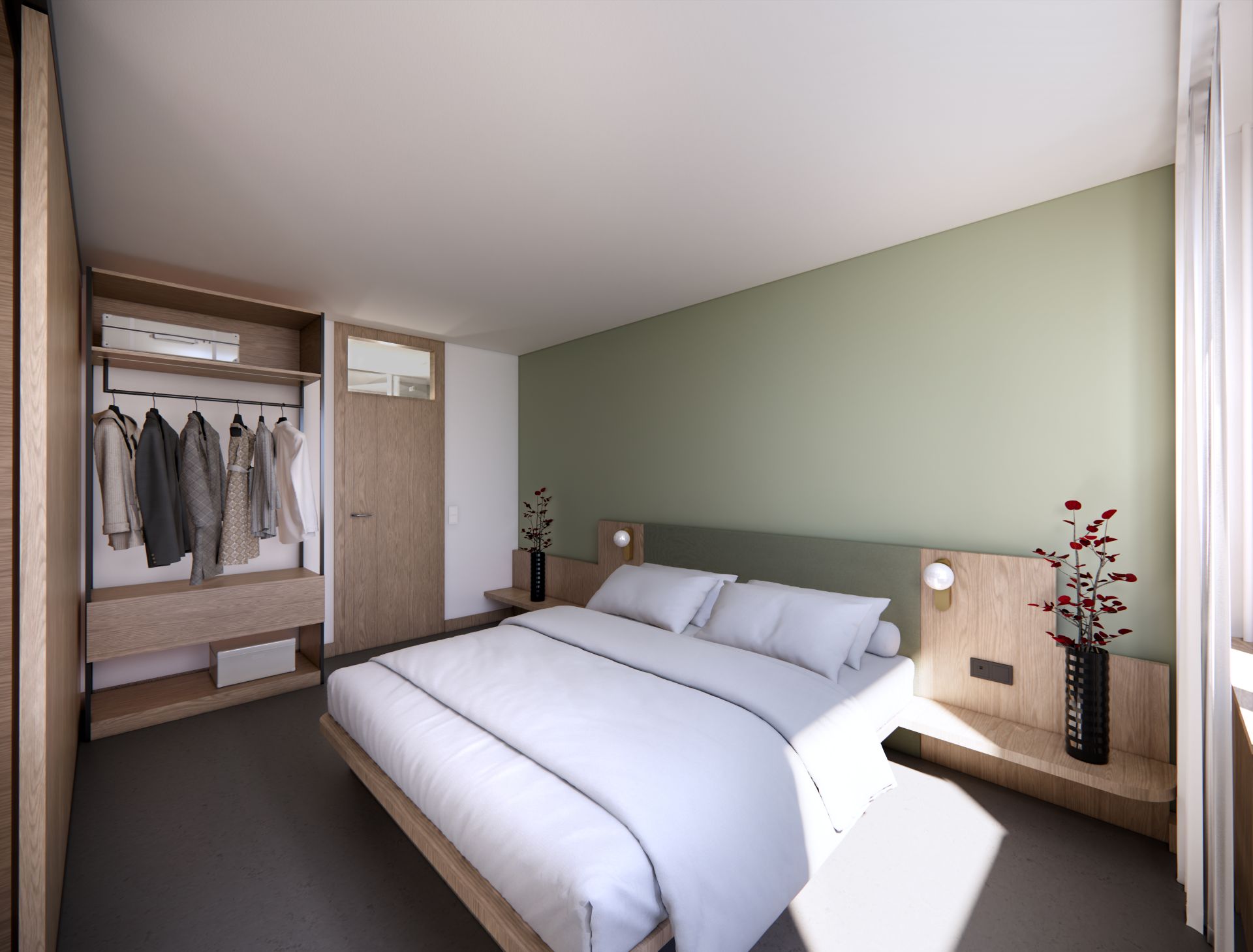 Nachhaltiges Hotelzimmer - Schlafbereich